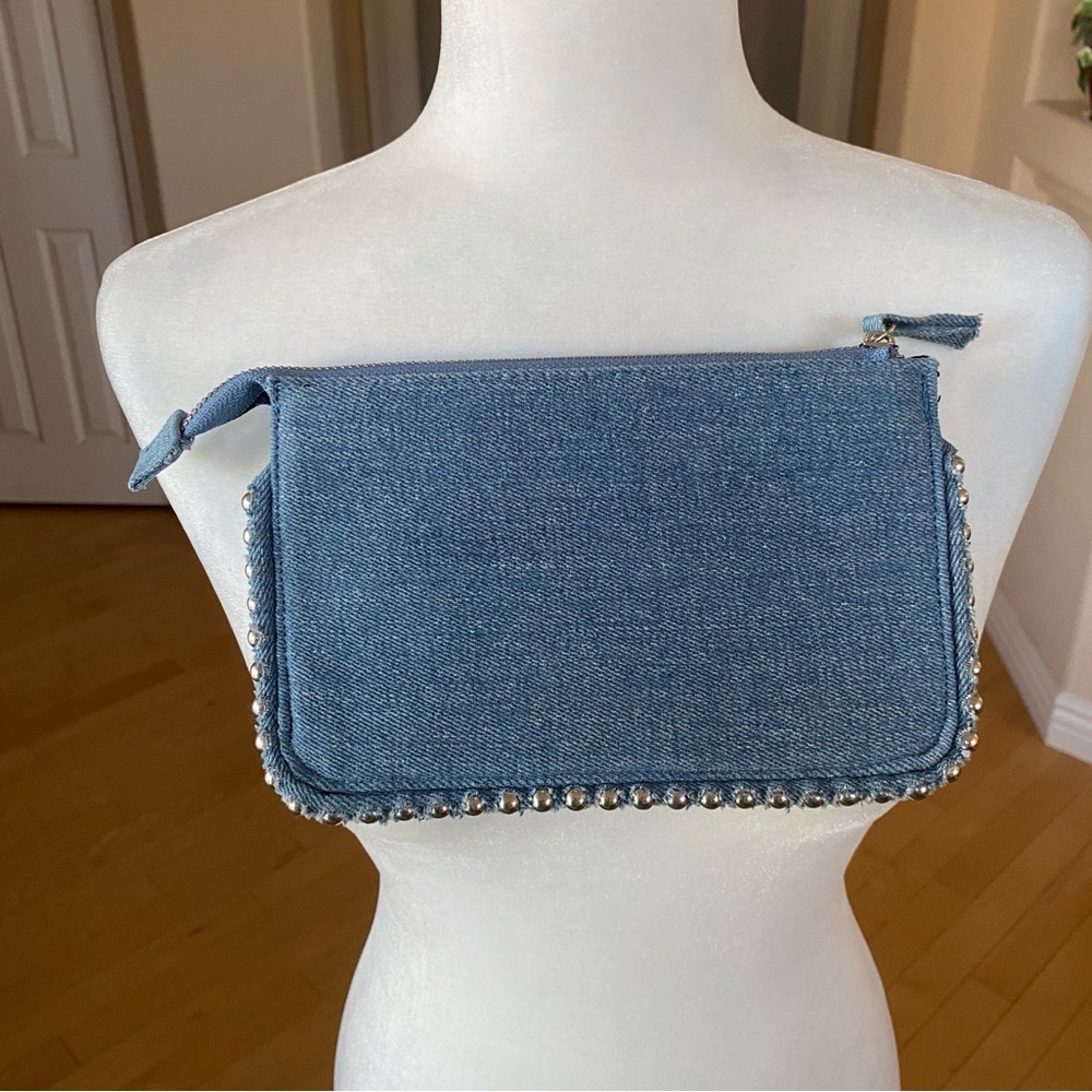 Forever 21 Denim Clutch with Silver Studded Accents